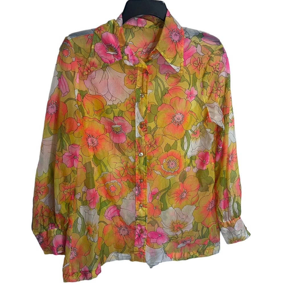 Vintage 60’s Colorful Psychedelic Sheer Blouse